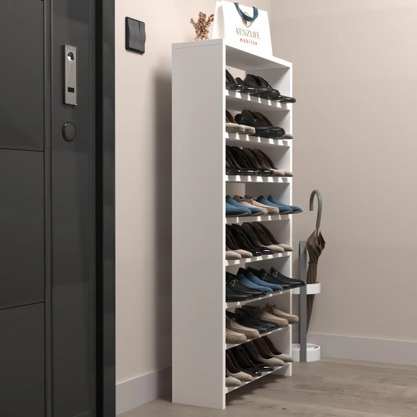 Kenzlife ayakkabılık mısri mat beyaz suntalam 125*060*20 yirmidört çift ayakkabı kapasitesi arkalıksız ürün görseli 1