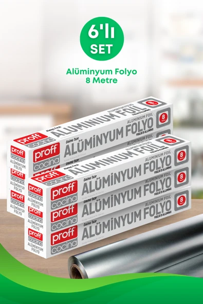 6 Adet 8 Metre Alüminyum Folyo  Dayanıklı ve Çok Amaçlı Mutfak Folyosu- 8 Metre Folyo ürün görseli 1