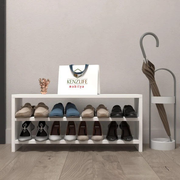 Kenzlife ayakkabılık mısri mat beyaz suntalam 035*080*20 sekiz çift ayakkabı kapasitesi arkalıksız ürün görseli 1