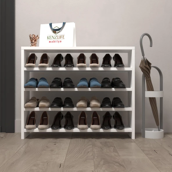 Kenzlife ayakkabılık mısri mat beyaz suntalam 065*080*20 onaltı çift ayakkabı kapasitesi arkalıksız ürün görseli 1
