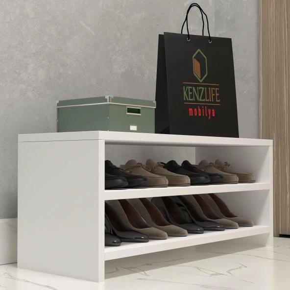 Kenzlife ayakkabılık konevi mat beyaz suntalam 035*080*30 sekiz çift ayakkabı kapasitesi arkalıksız ürün görseli 1