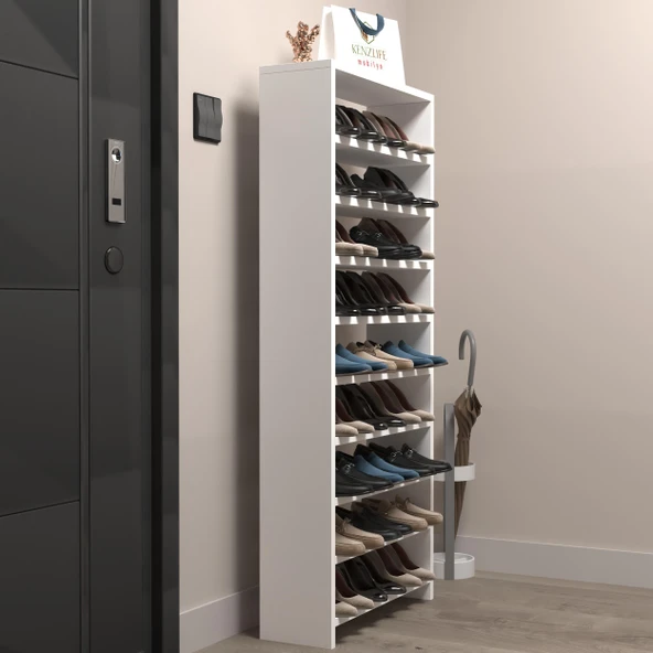 Kenzlife ayakkabılık mısri mat beyaz suntalam 140*060*20 yirmiyedi çift ayakkabı kapasitesi arkalıksız ürün görseli 1