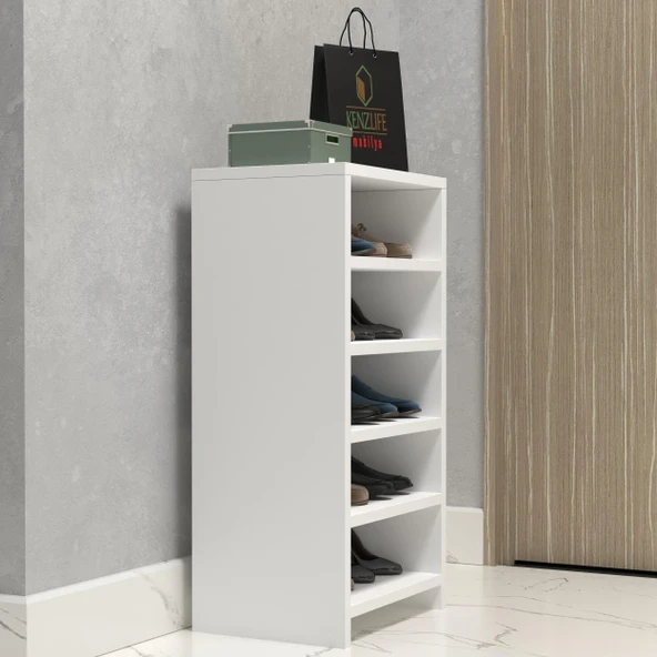 Kenzlife ayakkabılık konevi mat beyaz suntalam 080*040*30 on çift ayakkabı kapasitesi arkalıksız ürün görseli 1