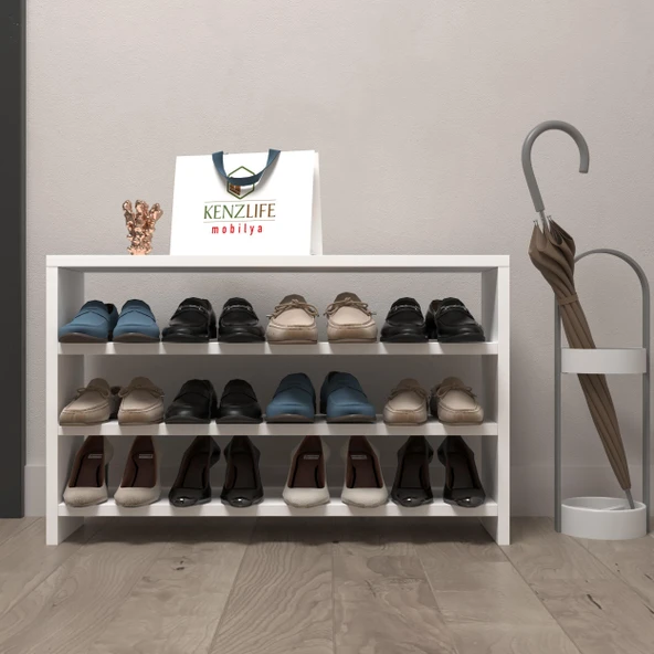 Kenzlife ayakkabılık mısri mat beyaz suntalam 050*080*20 oniki çift ayakkabı kapasitesi arkalıksız ürün görseli 1