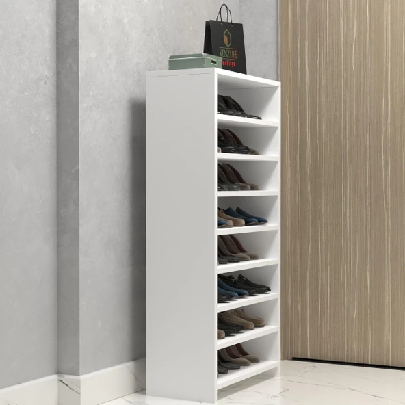 Kenzlife ayakkabılık konevi mat beyaz suntalam 125*060*30 yirmidört çift ayakkabı kapasitesi arkalıksız ürün görseli 1