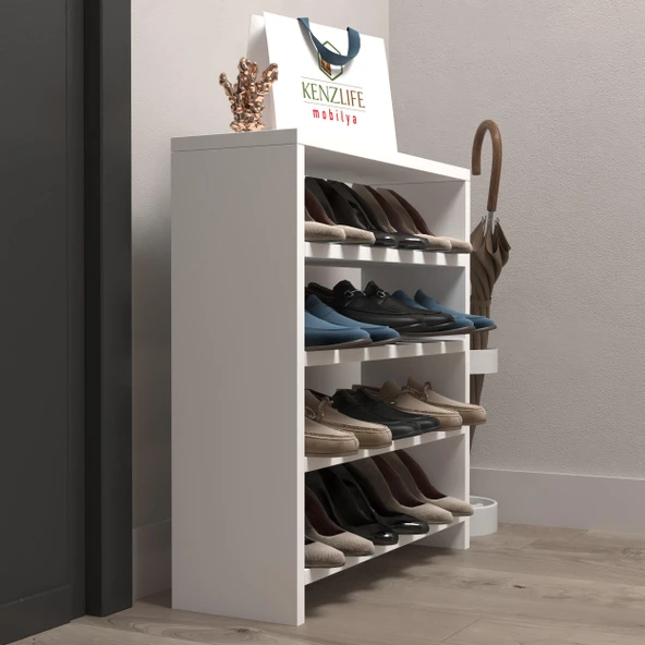 Kenzlife ayakkabılık mısri mat beyaz suntalam 065*060*20 oniki çift ayakkabı kapasitesi arkalıksız ürün görseli 1