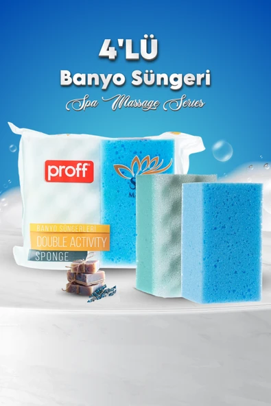 4 Adet Banyo Vücut Duş Masaj Süngeri Spa Süngeri Banyo Terapi Süngeri- Paketli ürün görseli 1