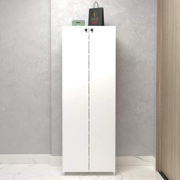 Kenzlife kapaklı ayakkabılık bosnevi mat beyaz suntalam 170*060*30 otuzüç çift ayakkabı kapasitesi arkalıksız ürün görseli 1