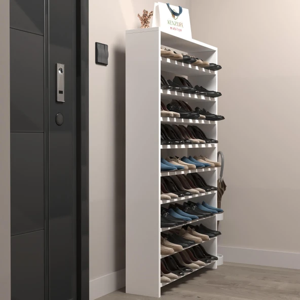 Kenzlife ayakkabılık mısri mat beyaz suntalam 155*060*20 otuz çift ayakkabı kapasitesi arkalıksız ürün görseli 1