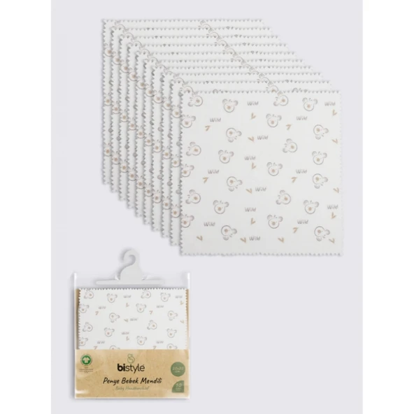 Bistyle Koala 20x20 10'lu Penye Mendil 90165 Ekru ürün görseli 1