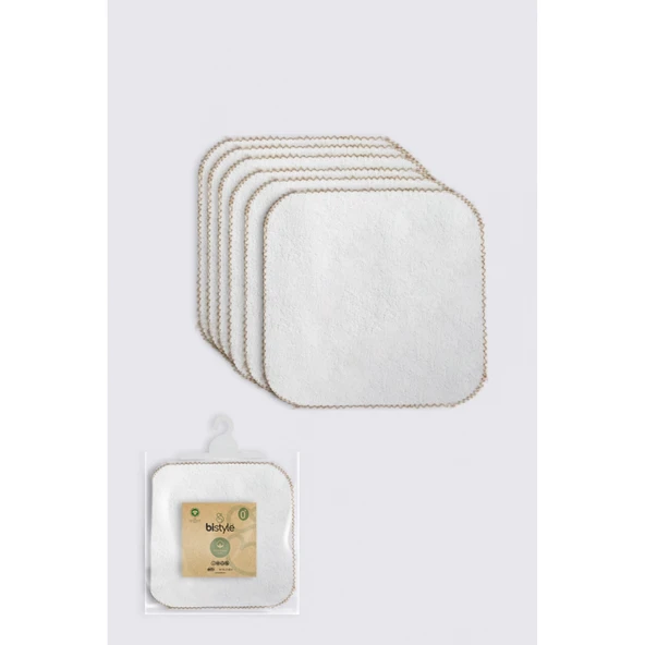 Bistyle Organik 28x28 6'lı Havlu Mendil 90105 Ekru ürün görseli 1