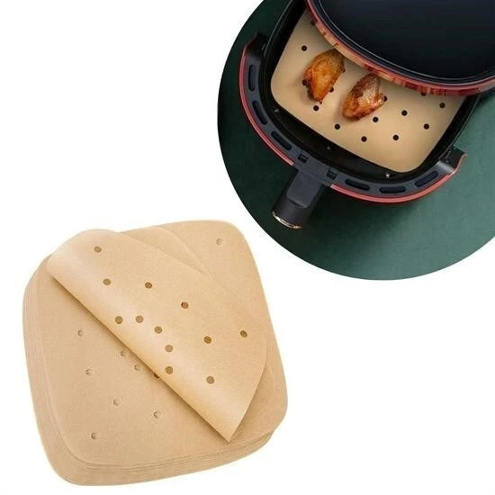 100 Adet Air Fryer Pişirme Kağıdı Tek Kullanımlık Hava Fritöz Yapışmaz Yağlı Kağıt Delikli  Model ürün görseli 1