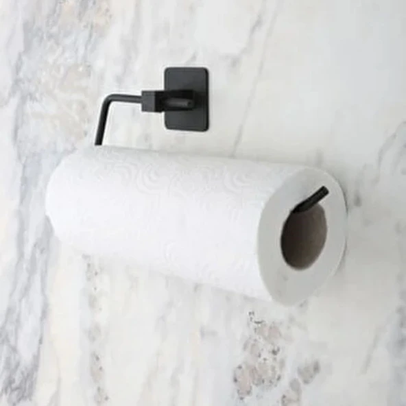 BUFFER® Kendiliğinden Yapışkanlı Siyah Paslanmaz Metal Rulo Havluluk Aparat ürün görseli 1