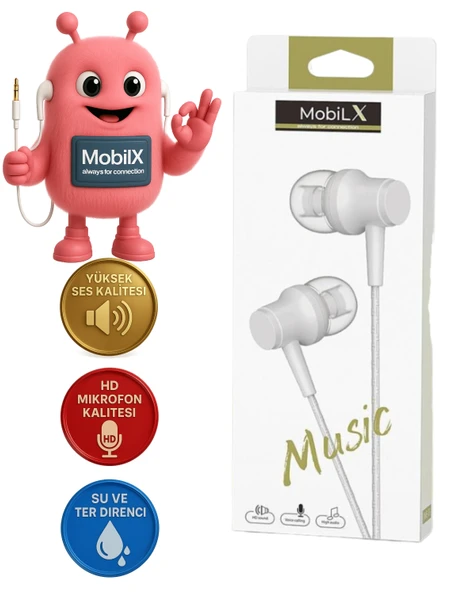 ME-03 Beyaz Kablolu Kulak İçi Kulaklık – Aux Girişli, Extra Bass, Tüm Telefon ve Cihazlarla Uyumlu ürün görseli 1