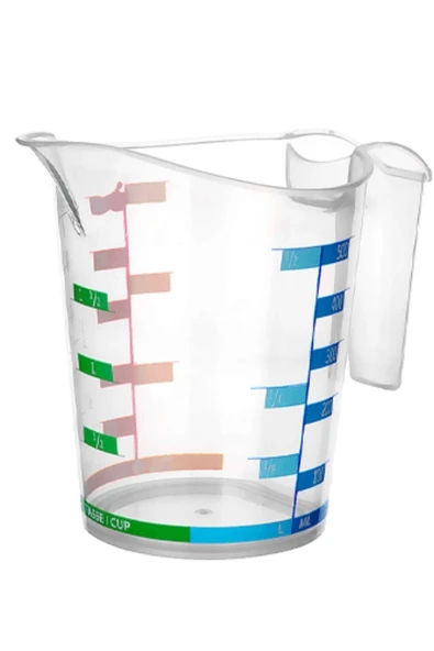 BUFFER® 1000 ml Renkli Dereceli Sert Plastik Mutfak Ölçü Kabı - Resim 2