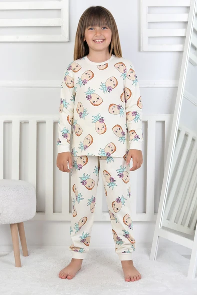 Cute Ananas Desenli Kız Çocuk Pijama Takımı ürün görseli 1