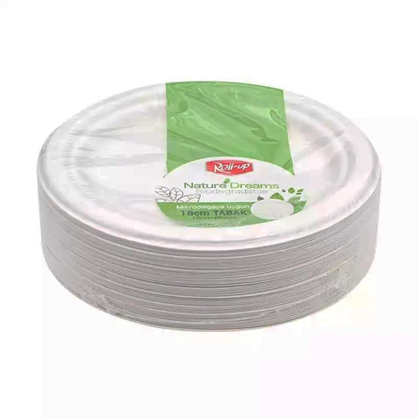 Roll-Up Nature Ekolojik Karton Kağıt Parti Tek Kullanımlık Tabak - 18 Cm. - 25 Adetlik 1 Paket ürün görseli 1