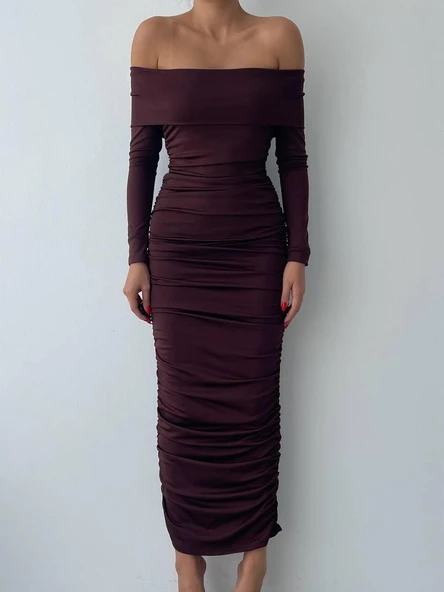 Dakota Drapeli Elbise - Resim 2