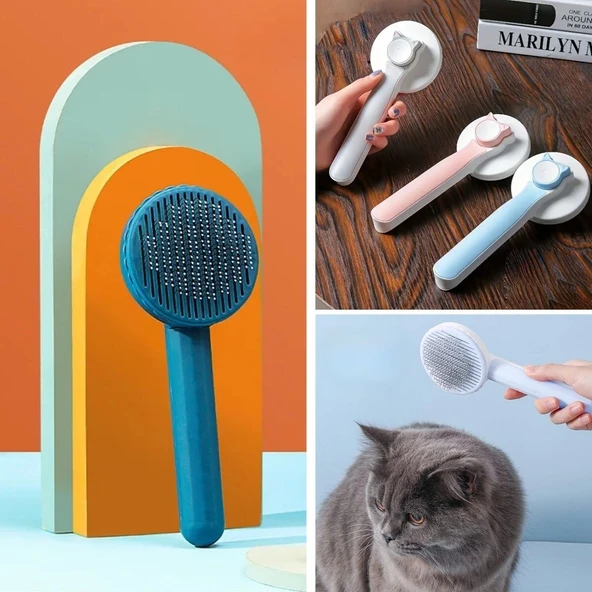 BUFFER® Basmalı Kedi Köpek Tüy Toparlayıcı Masaj Etkili Pet Fırçası ürün görseli 1