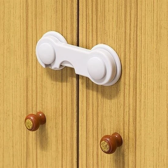 BUFFER® Bebek Çocuk Güvenliği Çekmece ve Dolap İçin Kendiliğinde Yapışkanlı Vidasız Kapak Kilidi ürün görseli 1