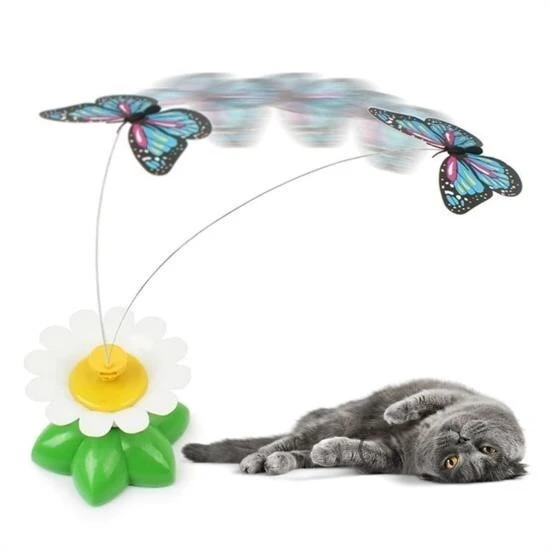 BUFFER® Hareketli Dönen Kelebek - Kedi Oyuncağı ( Pille Çalışır) ürün görseli 1