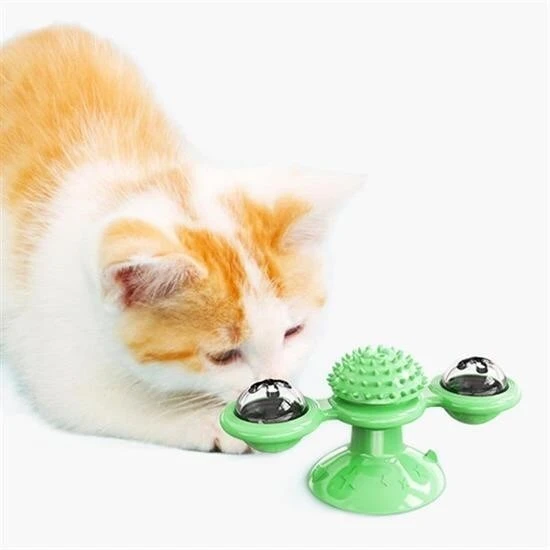 BUFFER® Pet Malzemeleri Vantuzlu Fırıldak Toplu Dönen Şeffaf Depo Tasarım İnteraktif Kedi Oyuncağı ürün görseli 1