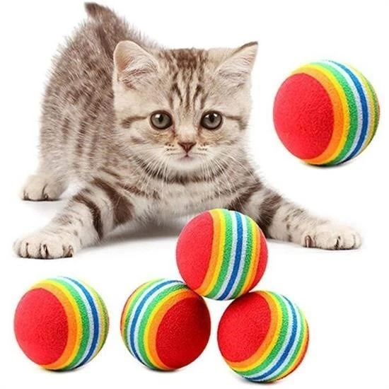 Buffer® 3lü Gökkuşağı Sünger Kedi Köpek Çiğneme Oyun Topu 4,2 cm ürün görseli 1