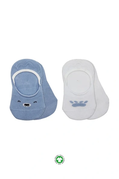 Nessiworld Bistyle 2'Li Babet Cute Face Penye Çorap BS30103 Mavi-Beyaz ürün görseli 1