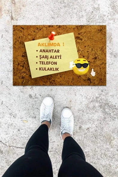 Dijital Baskı Kahverengi Hatırlatma Desen Kapı Önü Paspası ürün görseli 1