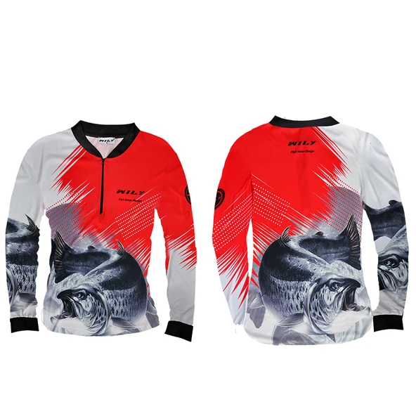 Wily Wear UV Korumalı Balıkçı T-Shirt Fermuarlı Vision Red ürün görseli 1