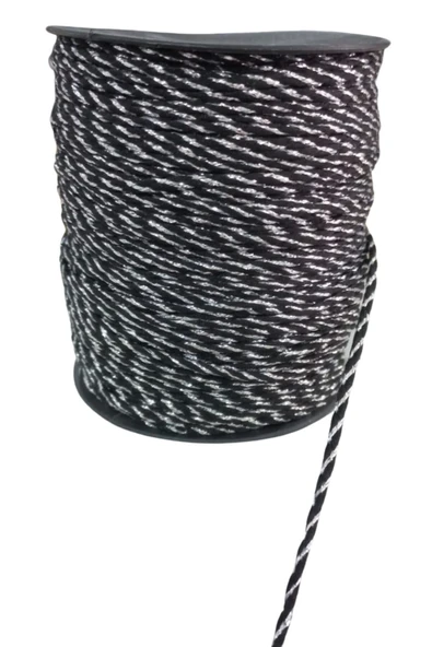 Bileklik ipi, Hediye Paketleme ipi, Şans, Bereket, Aşk, Şifa, Güç 10 mm Pamuk  10 metre Siyah ürün görseli 1