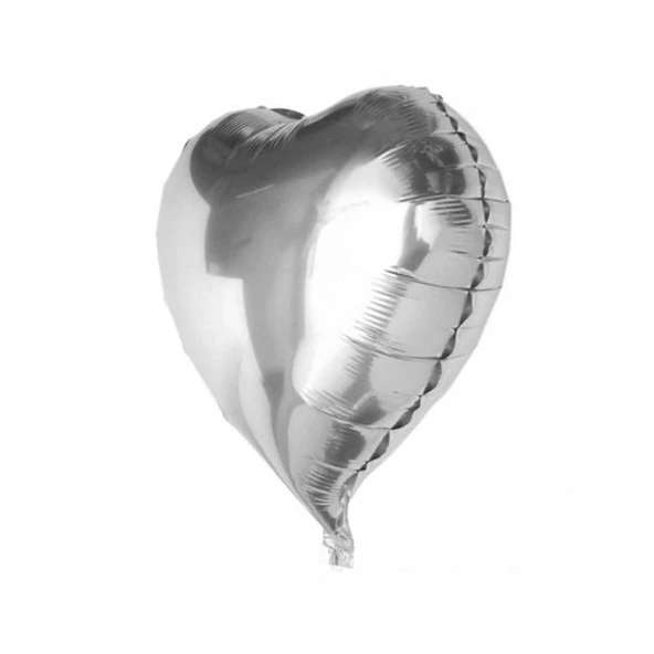 Gümüş Rengi Kalp Folyo Balon 60 Cm. ürün görseli 1