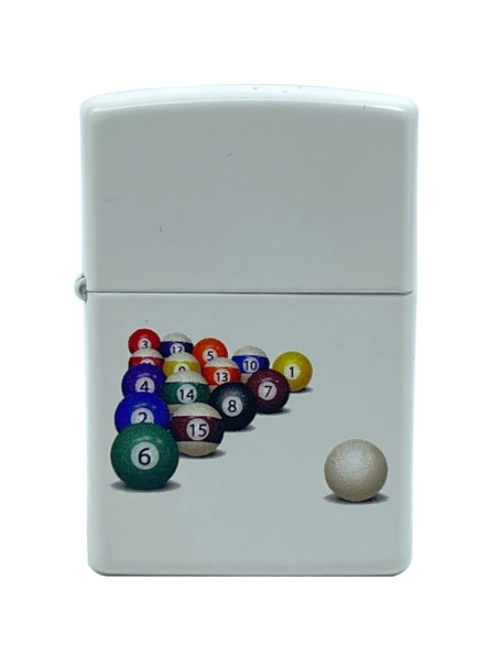 Zippo 8 Ball White Matte Dizayn Çakmak ürün görseli 1
