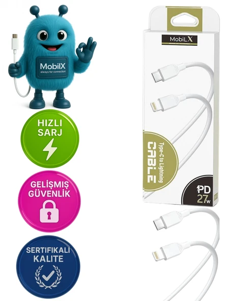 MU-01 Type-C to Lightning PD 27W Şarj ve Data Kablosu (1m) – iPhone Uyumlu ürün görseli 1