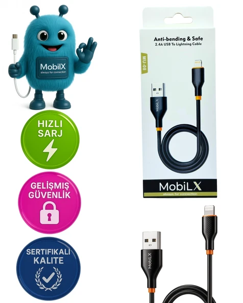 MU-08 2.4A Silikon USB to Lightning Hızlı Şarj ve Data Kablosu (1m) ürün görseli 1