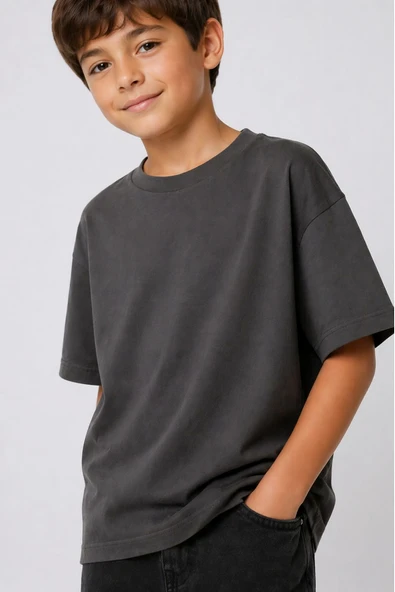 Unisex Basic Kısa Kollu Çocuk T-Shirt - Resim 7