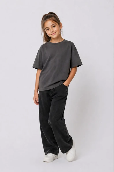 Unisex Basic Kısa Kollu Çocuk T-Shirt - Resim 2