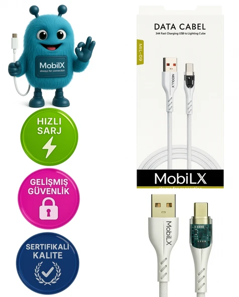 3.4A Hızlı Şarj USB to Type-C Hasır Kablo – Entegre Görünümlü Işıklı ürün görseli 1