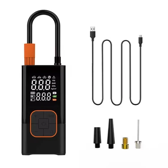 Dijital Kablosuz Usb 2*2000Mah Göstergeli Oto Lastik, Bisiklet Hava Pompası Kompresörü ürün görseli 1