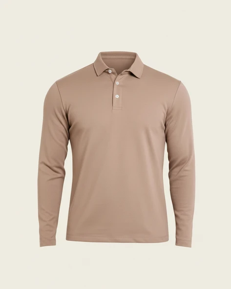 Ridley Regular Fit Doubleface Interlok Polo Yaka Erkek Sweatshirt - Bej ürün görseli 1