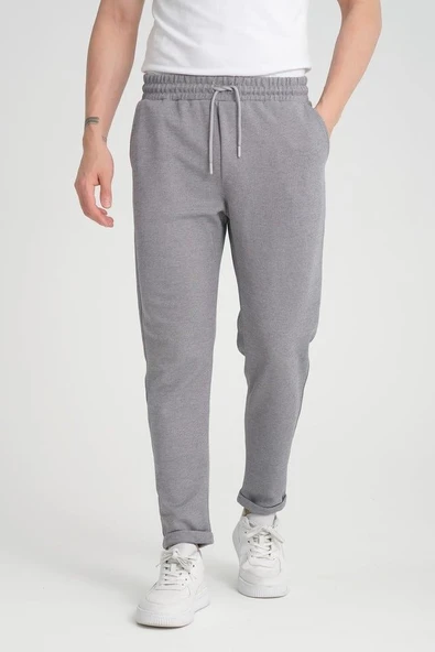Premium Oxford Örme Regular Fit  Duble Paça Erkek Pantolon- Gri ürün görseli 1