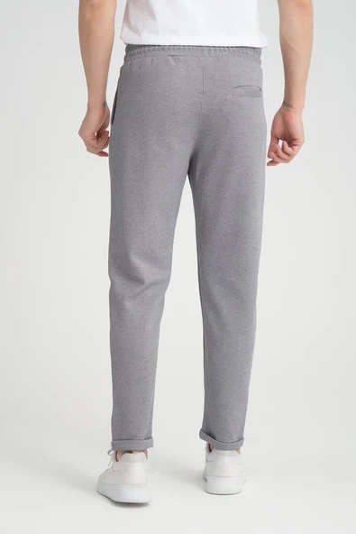 Premium Oxford Örme Regular Fit  Duble Paça Erkek Pantolon- Gri - Resim 3
