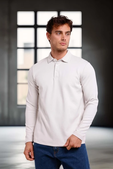 Ridley Regular Fit Doubleface Interlok Polo Yaka Erkek Sweatshirt - Taş ürün görseli 1