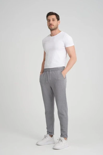 Premium Oxford Örme Regular Fit  Duble Paça Erkek Pantolon- Gri - Resim 4