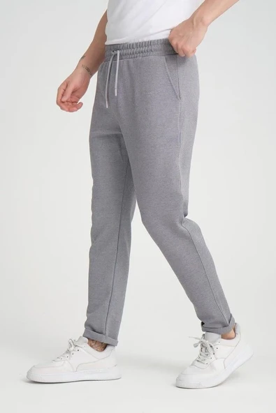 Premium Oxford Örme Regular Fit  Duble Paça Erkek Pantolon- Gri - Resim 8