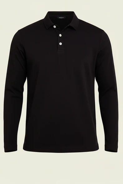 Ridley Regular Fit Doubleface Interlok Polo Yaka Erkek Sweatshirt - Siyah ürün görseli 1