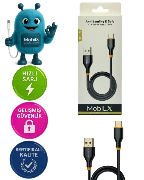 3.1A Silikon USB to Type-C Hızlı Şarj ve Data Kablosu (1m) ürün görseli 1