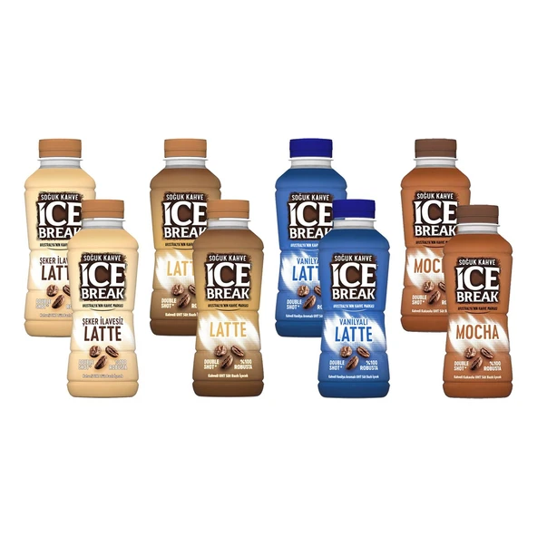 Ülker Ice Break Latte 375 ml 8 li Karma (Latte-Vanilya-Şekersiz Latte-Mocha) ürün görseli 1