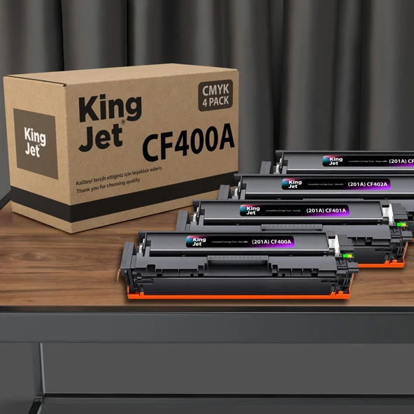 Kingjet Hp Uyumlu CF400A Standart Kapasiteli 4 Renk (Takım) Muadil Toner Çipli | MFP M277n ile Uyumlu ürün görseli 1