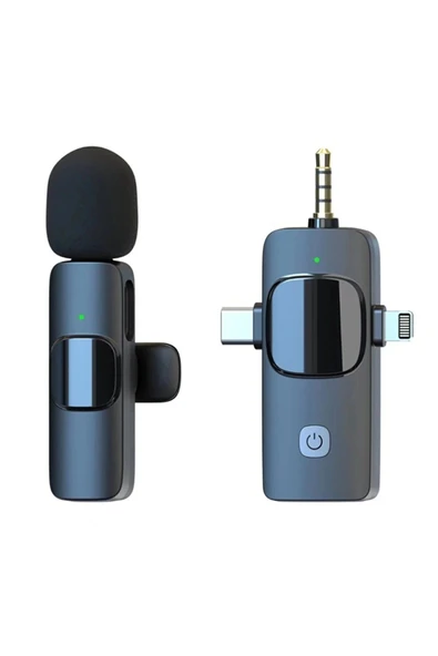 Plentiful Kablosuz Tekli Yaka Mikrofonu 3.5mm Aux iPhone Type-C PC Tablet Video Ses Kayıt Vlog USB C ve Amfi ürün görseli 1